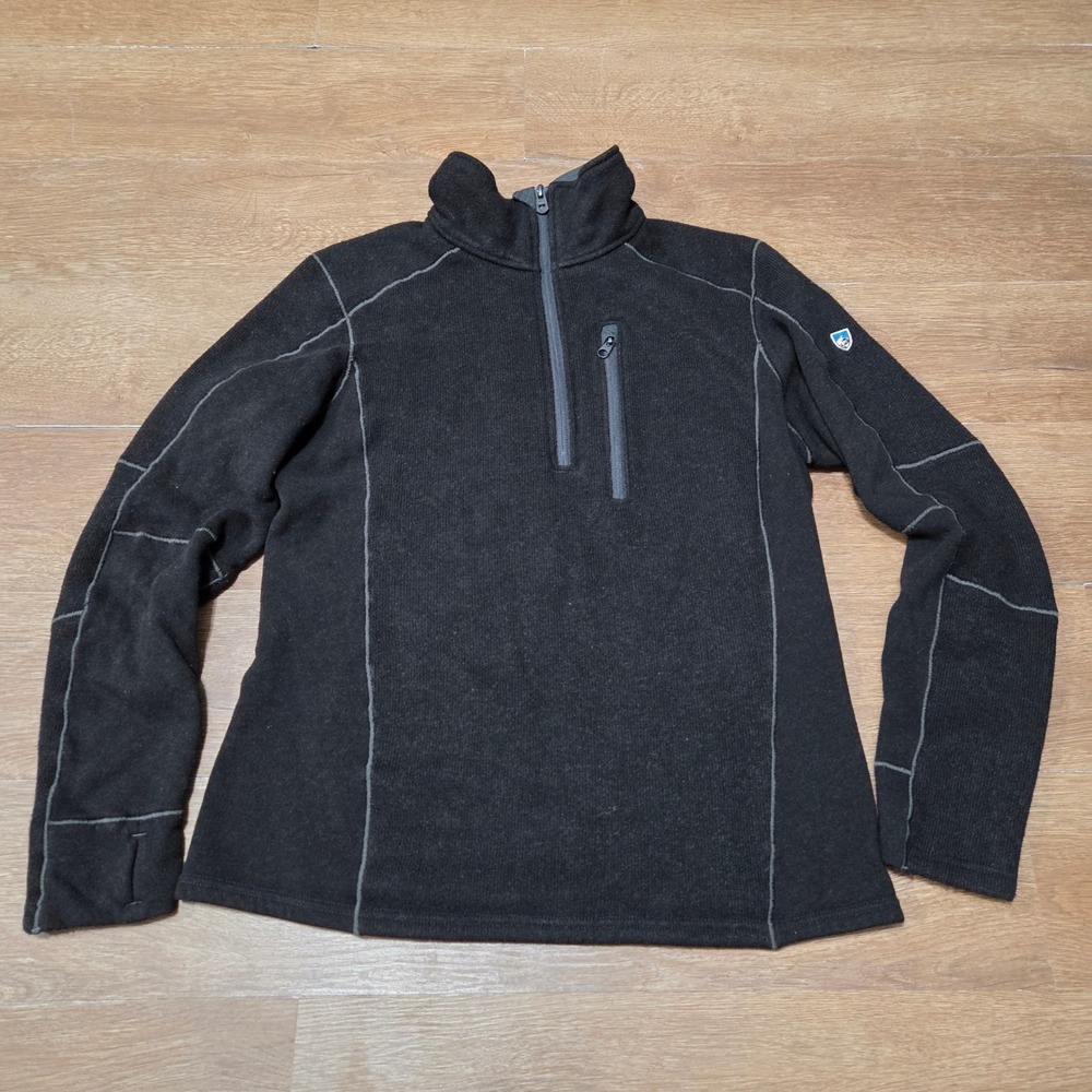 KÜHL Interceptr 1/4 Zip Fleece Sweater Men small Black Pullover Outdoors Preppy